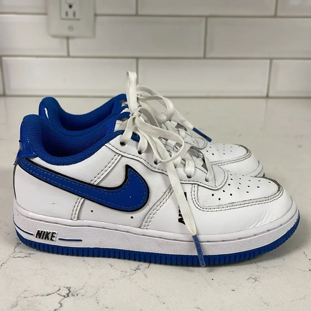 Little Kid's Nike Force 1 LV8 White/White-Black-Game Royal (DO3807 100) Size 11C